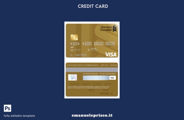 stile verificato Modello di carta di debito oro Visa Standard Chartered Bank del